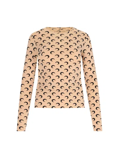 Marine Serre Sculpted Ruched Stretch Top In Sand