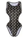 Marine Serre Moon-print Backless Swimsuit In Blue