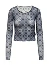 Marine Serre Top With Geometric Pattern And Logo In Blue