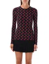 Marine Serre Red Second Skin Moon Long Sleeve T-shirt In Black Red Moon