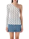 Marine Serre Moon Jersey Second Skin Asymmetric Top Optical White