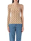 Marine Serre Second Skin Moon Asymmetric Top In Tan
