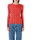 Marine Serre Second Skin Moon Creneck Top In Red