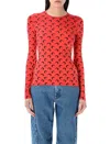 Marine Serre Second Skin Moon Creneck Top In Red