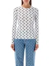 Marine Serre Long-sleeved Shirt In All Over Moon Jersey In White