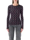 Marine Serre Moon Printed Jersey Long Sleeve Crewneck Top In Multi