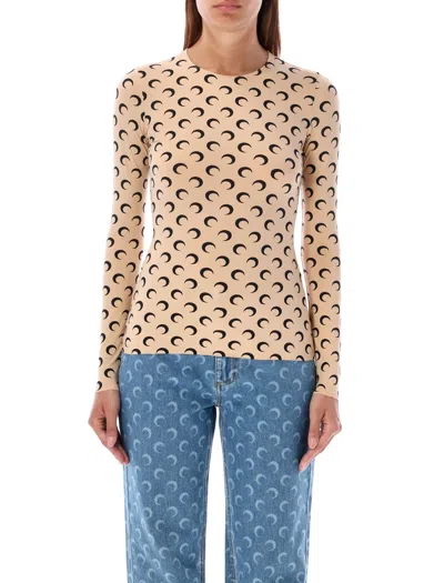 MARINE SERRE MARINE SERRE SECOND SKIN MOON CREWNECK TOP