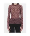 Marine Serre High-neck Mesh Top Moonogram Pattern In Brown