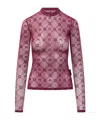 Marine Serre Second Skin Semi-sheer Top In Pink