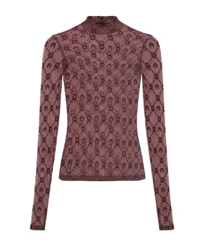 Marine Serre Second Skin Semi-sheer Top In Red