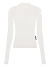 Marine Serre Recycled Mesh Flock Second Skin Highneck Top In White