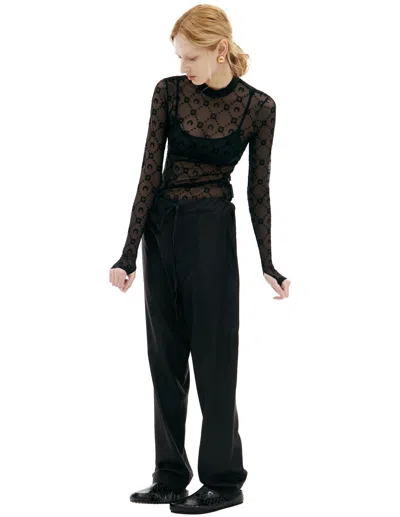Marine Serre Semi-transparent Monoprint Longsleeves In Black