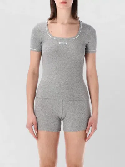 Marine Serre Seventies Ribbed Square Neck T-shirt In Gray