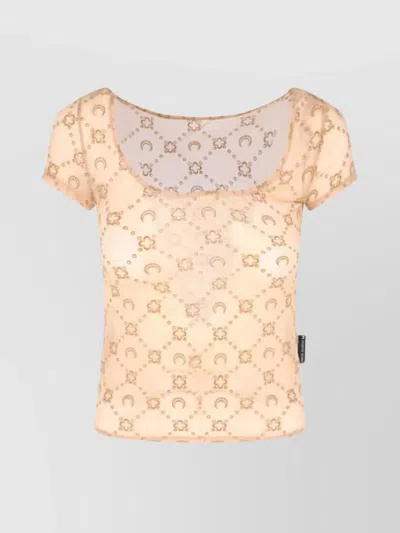 MARINE SERRE SHEER FLORAL SCOOP NECK TOP