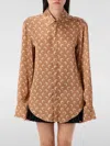 Marine Serre Moon Satin Button Down Shirt Clothing In Camel