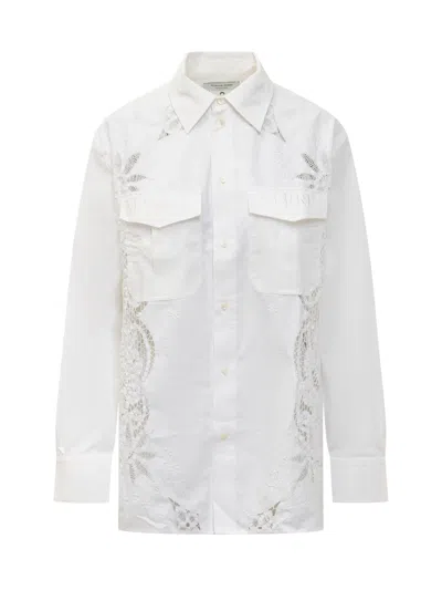 Marine Serre Shirt With Embroidery And Logo In Off White