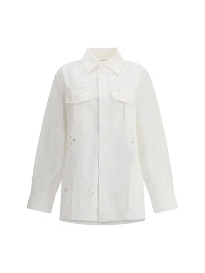 Marine Serre Upcycled Linen Shirt In White