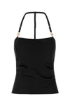 Marine Serre Halterneck Top Satin Gold-tone Hardware In Black