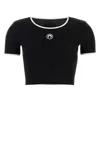 Marine Serre Moon Logo Ribbed Crop Top In Black