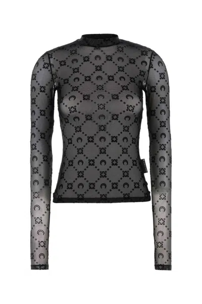 Marine Serre Black Stretch Mesh Top In Gray