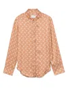 Marine Serre Moon Satin Button Down Shirt Clothing In Brown