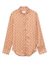 Marine Serre Moon Satin Button Down Shirt Clothing In Brown