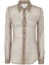 Marine Serre Moon Diamant Silk Crepon Button Up Blouse Clothing In Brown
