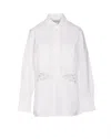 Marine Serre Embroidered Sheer Back Panel Long Sleeve Shirt In White
