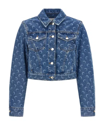 Marine Serre Short Denim Jacket In Blue