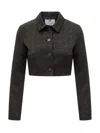 Marine Serre Moon Diamant-jacquard Cropped Jacket In Black