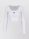 Marine Serre Short Sleeve Cropped Top With Scoop Neck In White