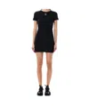 Marine Serre Black Long T-shirt With Crescent Moon Embroidered On The Front And Logo Patch On The Back In Cotton  In Black