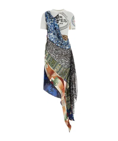 Marine Serre Cotton Printed T-shirt Dress With Asymmetric Hem In Multi