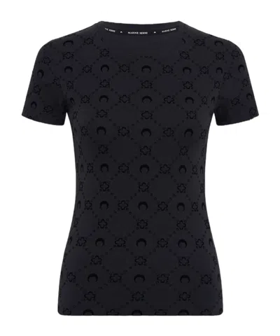 Marine Serre Short-sleeved Fitted T-shirt In Black