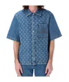 Marine Serre Denim Bow Shirt Bowling Moon In Blue