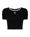 Marine Serre Ribbed Jersey Cropped Top Featuring Moon Logo In Black