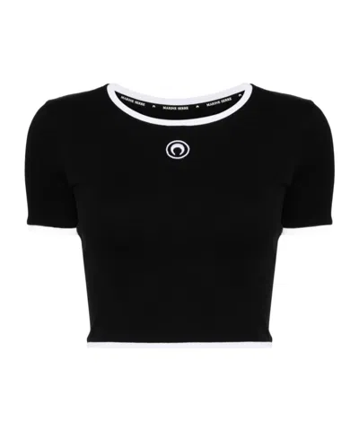 MARINE SERRE MARINE SERRE MOON LOGO JERSEY CROPPED TOP