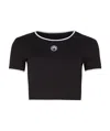 Marine Serre Moon Logo Ribbed Crop Top In Black