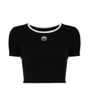 Marine Serre Ribbed Jersey Cropped Top Featuring Moon Logo In Black