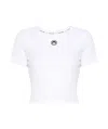 Marine Serre Moon Logo Ribbed Jersey Cut-out T-shirt In White