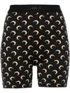 Marine Serre Black Recycled Moon Jersey Mini Sport Shorts In Brown