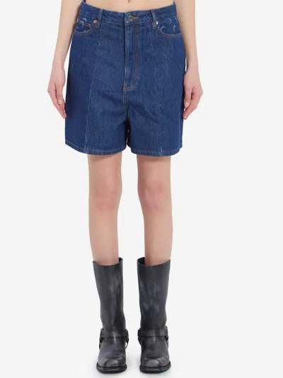 Marine Serre Midnight Denim Shorts In Blue