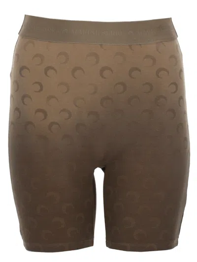 Marine Serre Shorts Mini "faded Moon" In Brown
