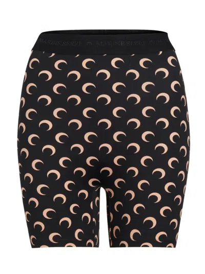 Marine Serre Womens Inverse Tan Moon Logo Stretch-jersey Shorts Xl In Black