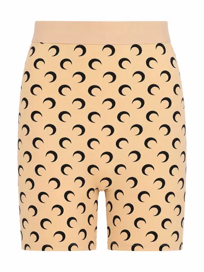 Marine Serre Recycled Moon Shorts In Brown