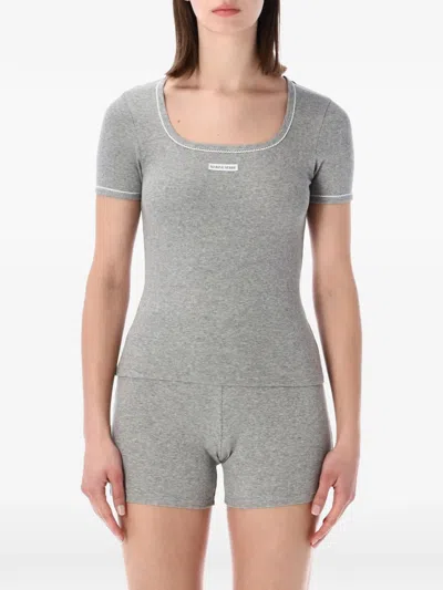 Marine Serre Seventies Ribbed Square Neck T-shirt In Gray
