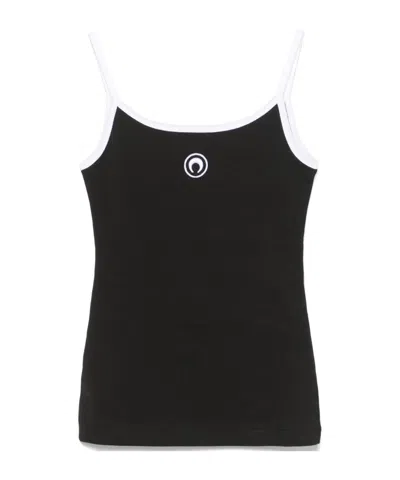 MARINE SERRE MARINE SERRE CONTRAST TRIM MOON LOGO RIBBED TANK TOP