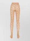 Marine Serre Signature Moonogram Footed Mesh Tights In Brown