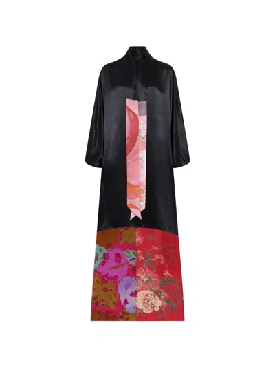 Marine Serre Silk Dress In Black
