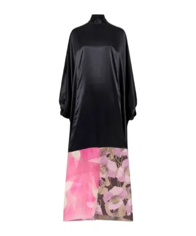 Marine Serre Silk Dress In Black